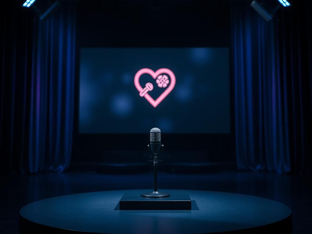 Flick International Somber nighttime setting with an empty microphone symbolizing late-night talk shows