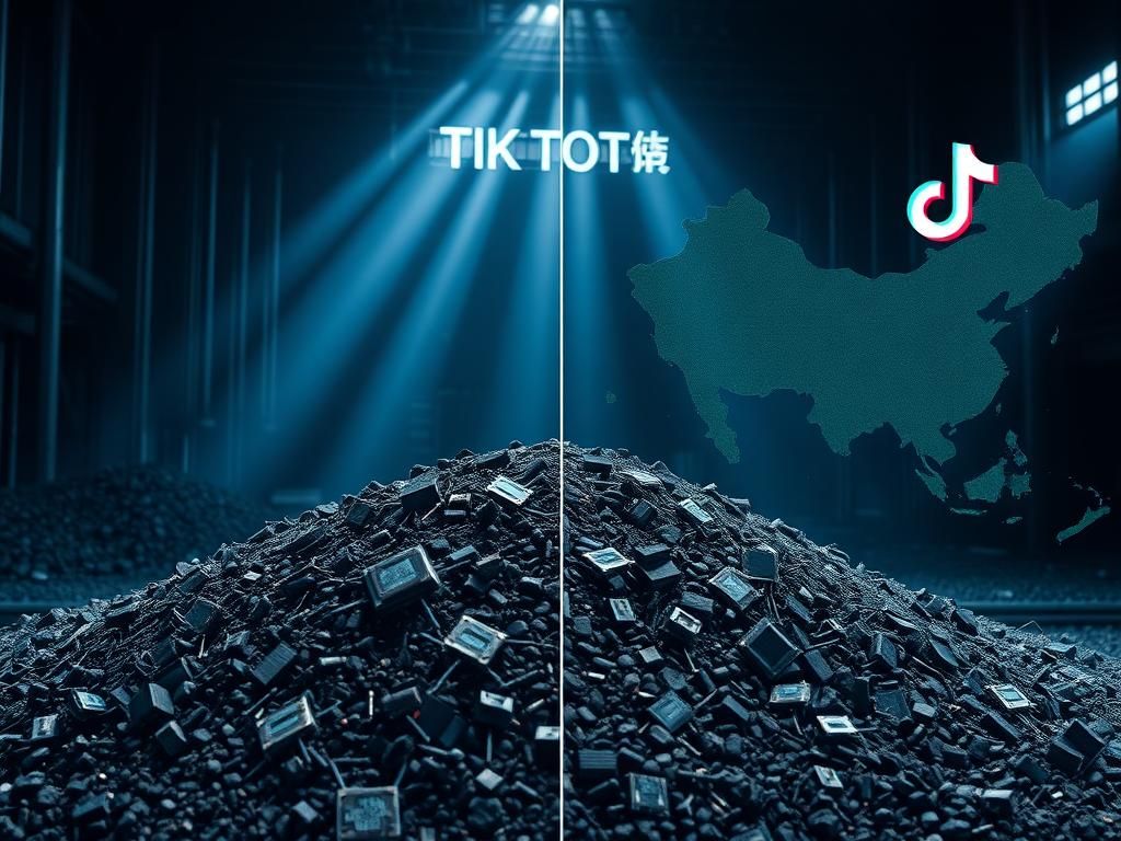 Flick International A large pile of rare earth minerals with semiconductor circuit boards in the background