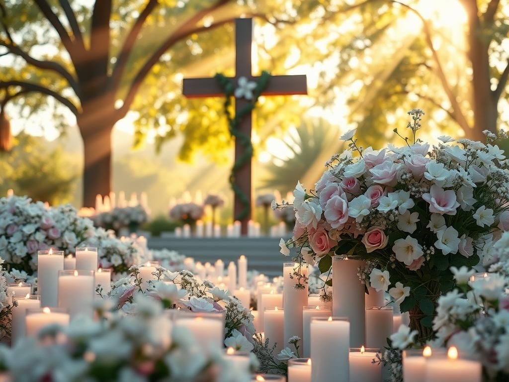 Flick International A serene candlelit memorial space filled with flowers and candles symbolizing forgiveness and hope