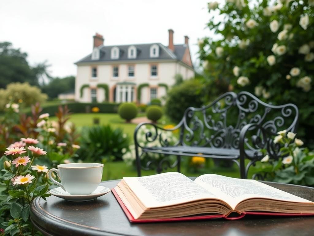 Flick International A serene garden scene depicting healing and refuge during Princess Diana's marriage crisis.