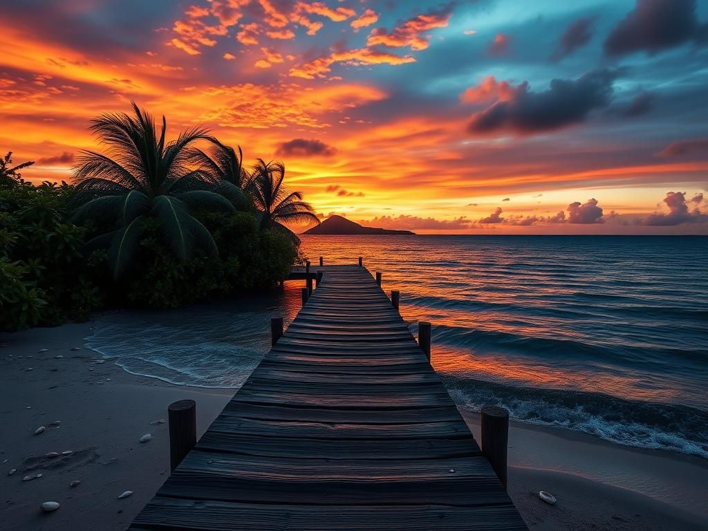 Flick International Sunset over ocean with wooden dock symbolizing hope and reunion