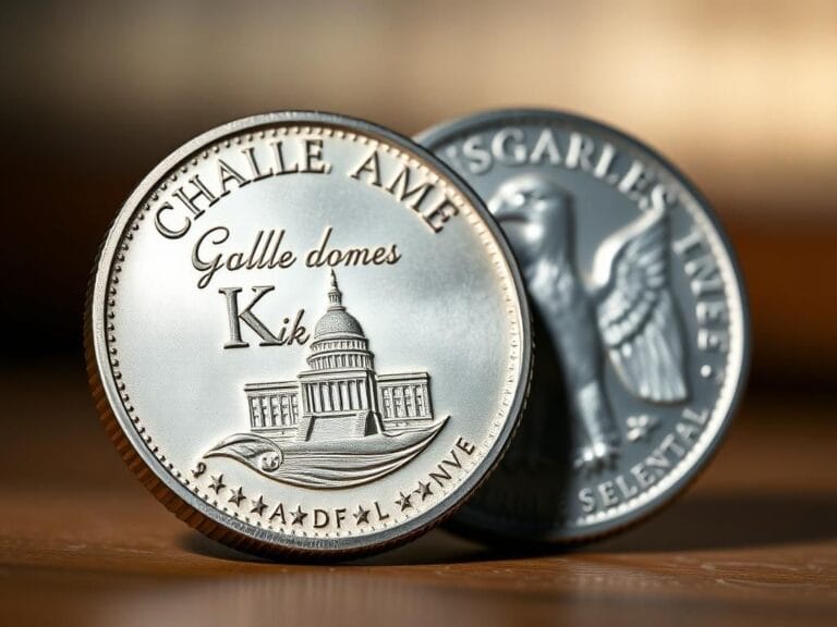 Flick International Close-up of a silver commemorative coin honoring Charlie Kirk