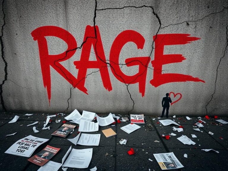 Flick International Close-up of a weathered stone wall with graffiti reading 'RAGE' in bright red and orange tones