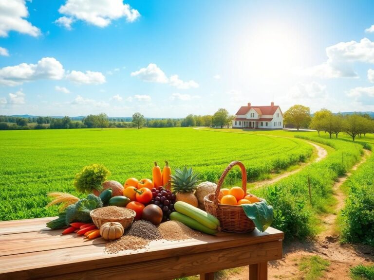 Flick International Tranquil agricultural landscape with fresh produce and a modern farmhouse