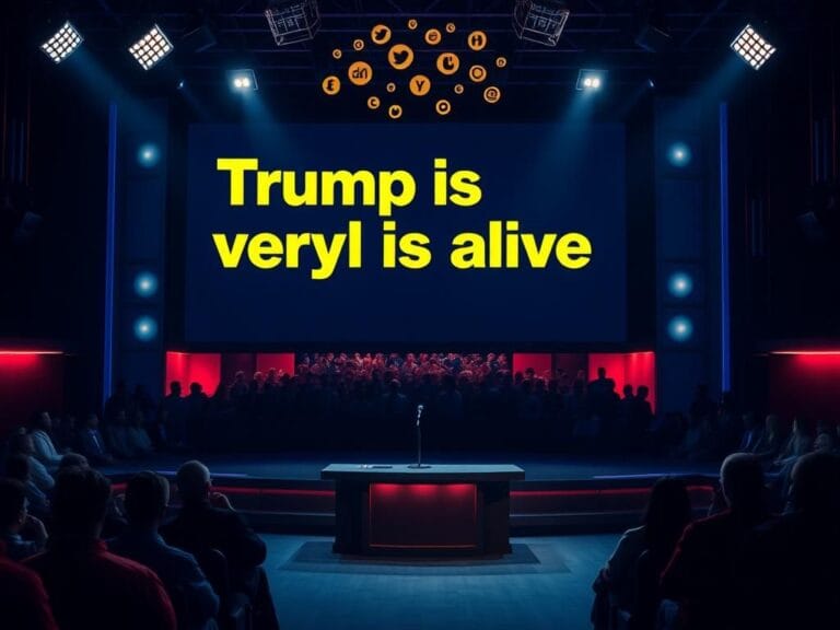 Flick International Late-night television studio set with a prominent host's desk and microphone under bright lights