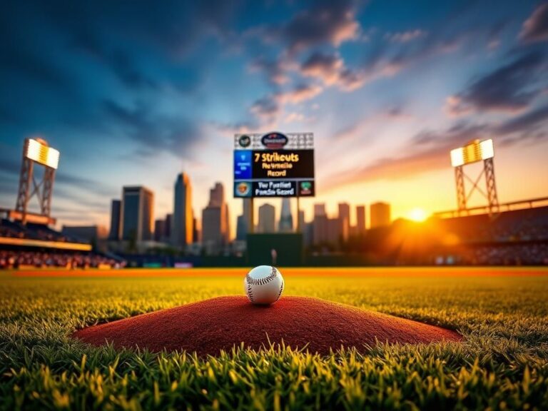 Flick International A vibrant baseball stadium scene showcasing the pitcher's mound at dusk with Pittsburgh's skyline in the background.