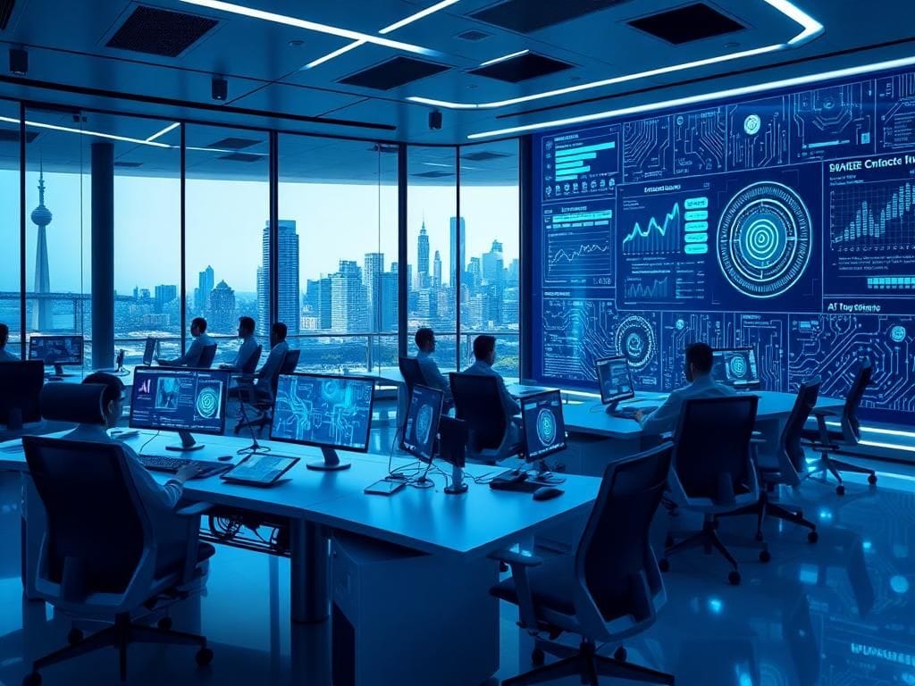 Flick International Futuristic office environment showcasing advanced AI tools