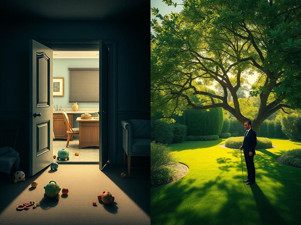 Flick International A dramatic split image illustrating contrasting scenes of secrecy and new beginnings related to Jon Gosselin and Kate Gosselin's relationship.