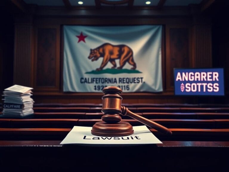 Flick International A dramatic courtroom scene with empty benches and a gavel on a legal document regarding a lawsuit.