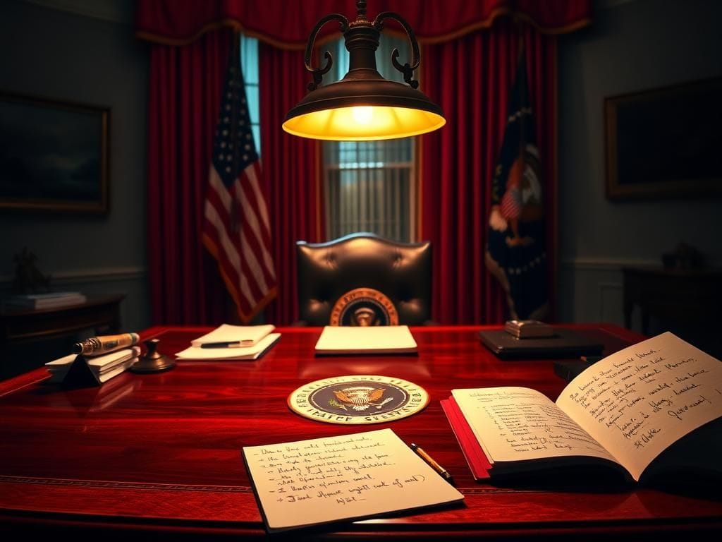 Flick International Oval Office scene with official documents and presidential seal