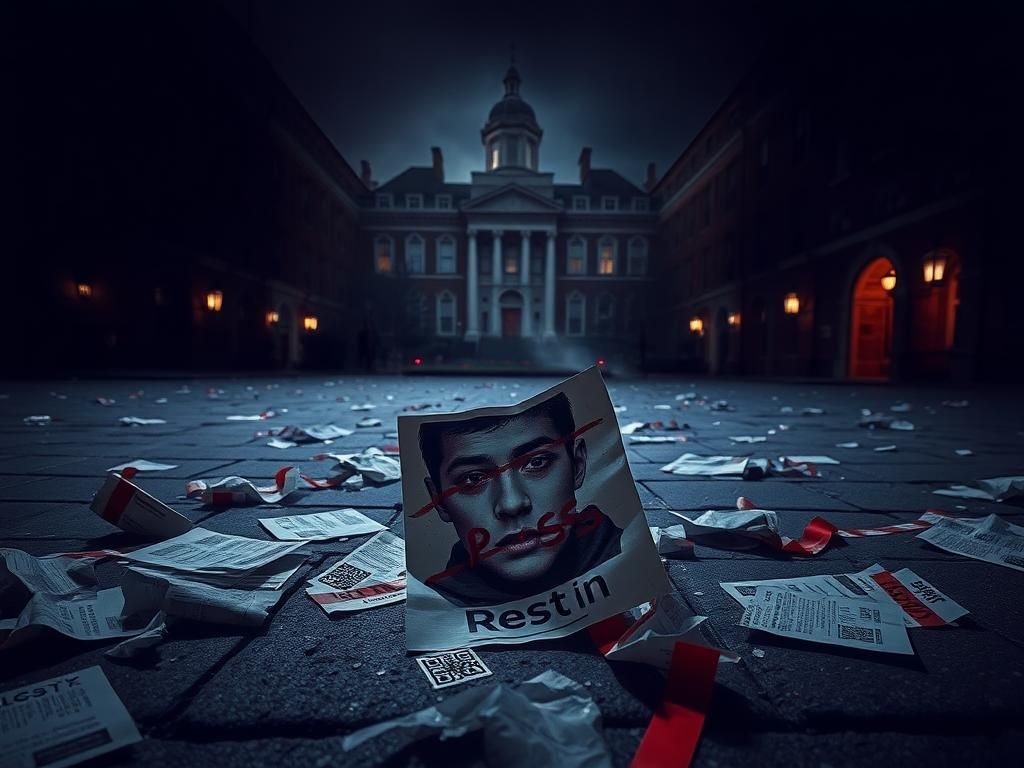 Flick International Crumpled flyers mocking Charlie Kirk litter the ground at Georgetown University