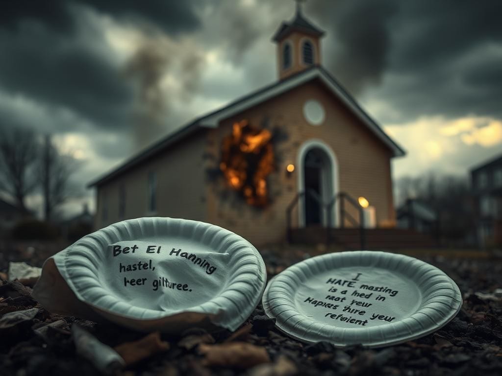 Flick International Scorched exterior of Beth El Bible Church after arson incident