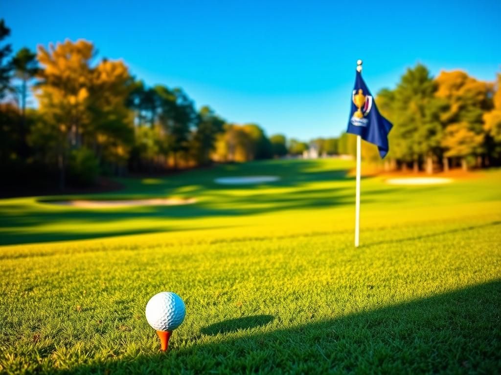 Flick International A picturesque view of Bethpage Black golf course featuring lush green fairways and autumn foliage.