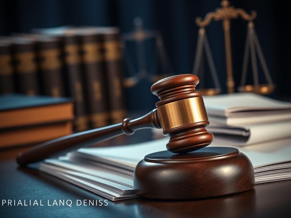 Flick International A large wooden judge's gavel on legal documents symbolizing justice