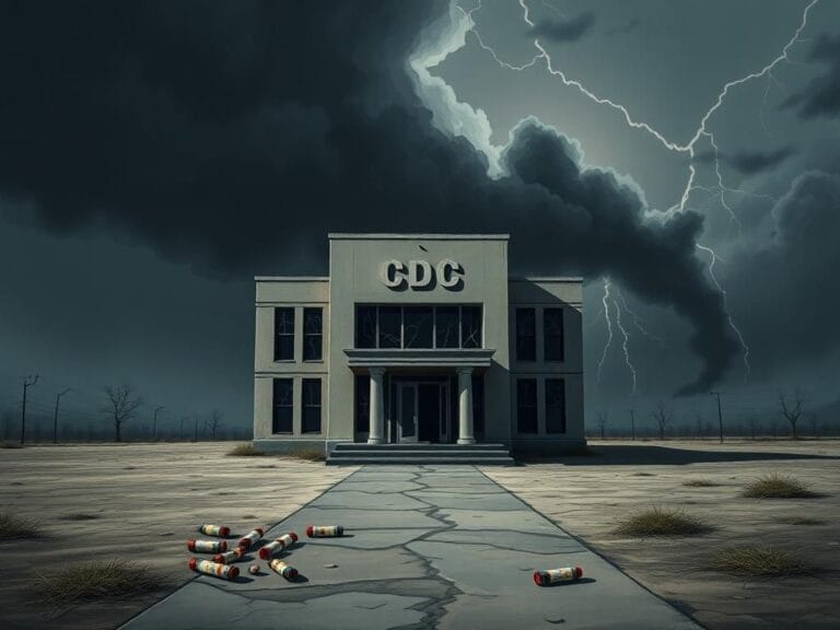 Flick International Abandoned CDC building symbolizing public health decline