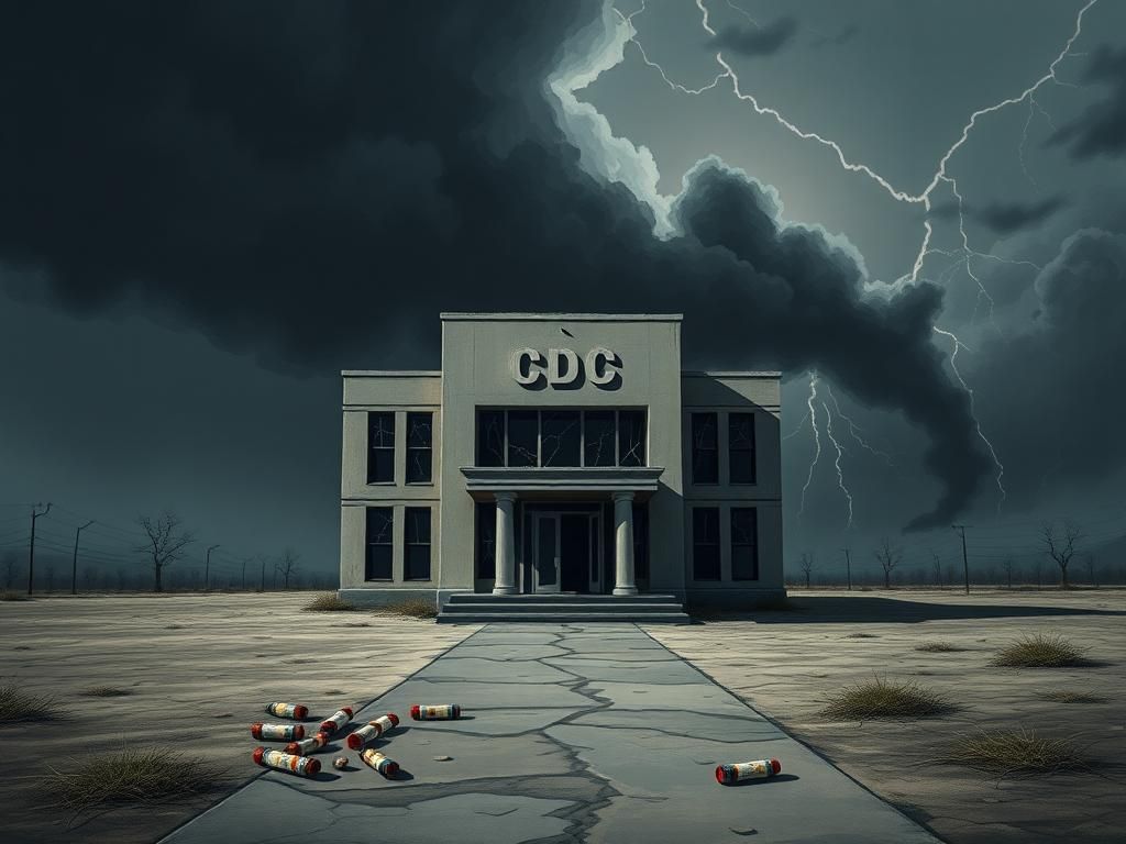 Flick International Abandoned CDC building symbolizing public health decline