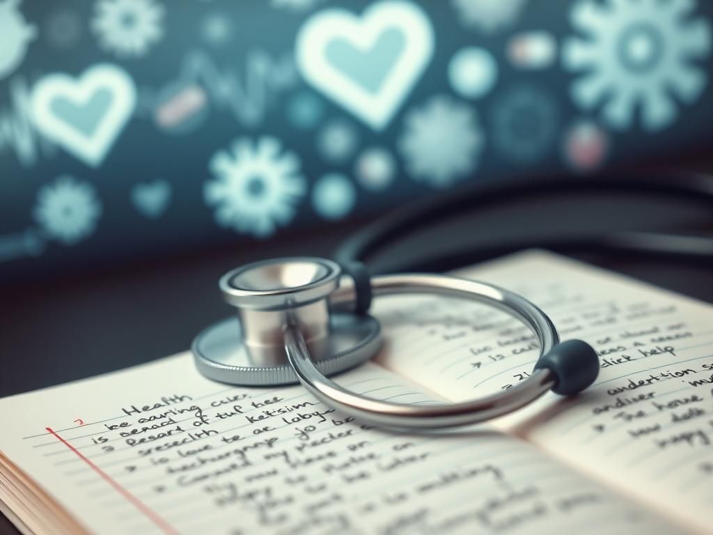 Flick International Close-up of a stethoscope on a notebook with handwritten health notes