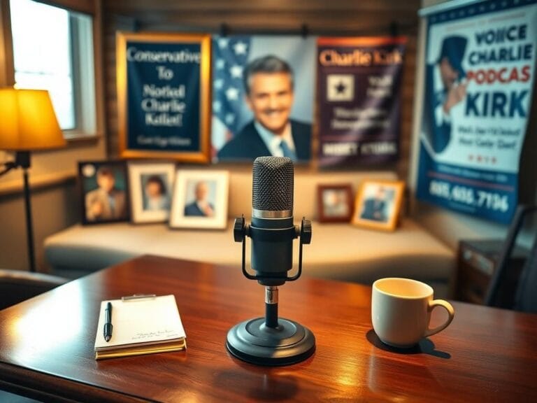 Flick International Cozy podcast studio with a vintage microphone ready for discussion