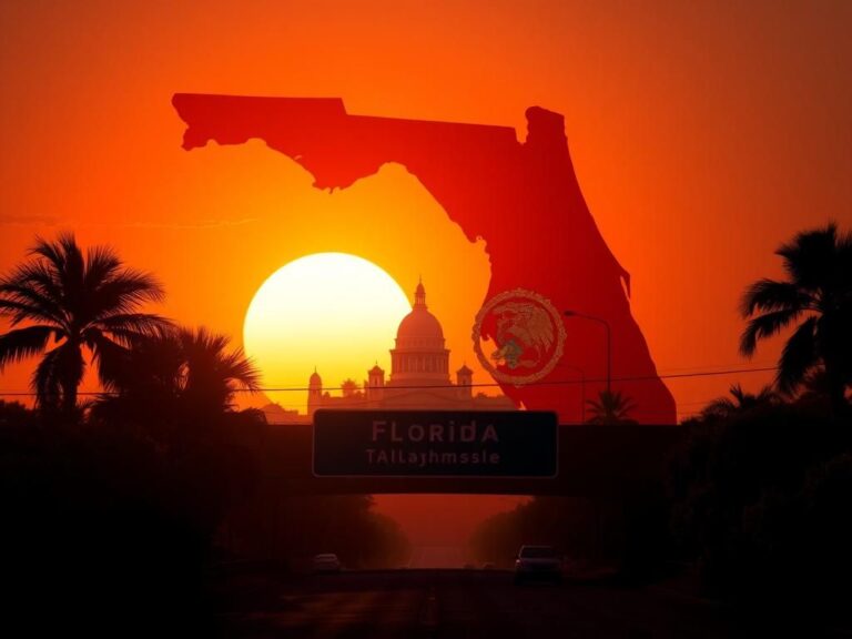 Flick International Silhouette of Florida icons against a sunset backdrop