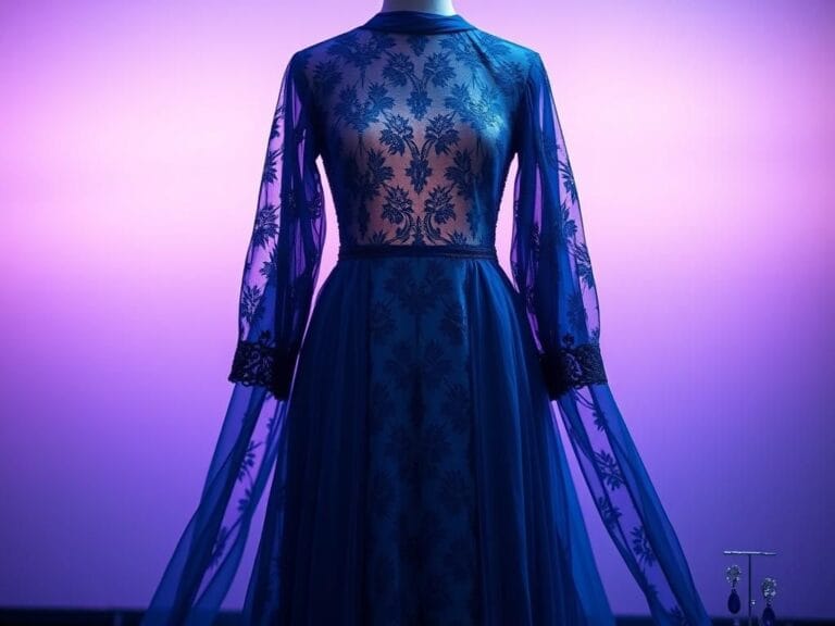 Flick International Dakota Johnson's sheer blue Gucci gown displayed elegantly on a mannequin