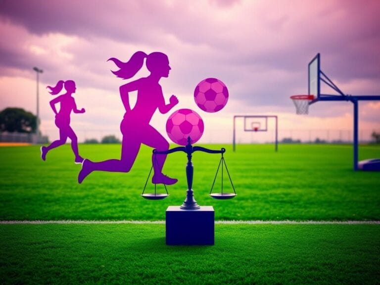 Flick International Artistic representation of women's sports equipment symbolizing fairness and resilience