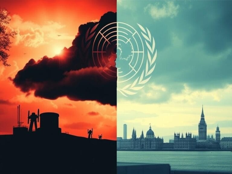 Flick International Geopolitical tension illustrated by a split image of conflict and peace