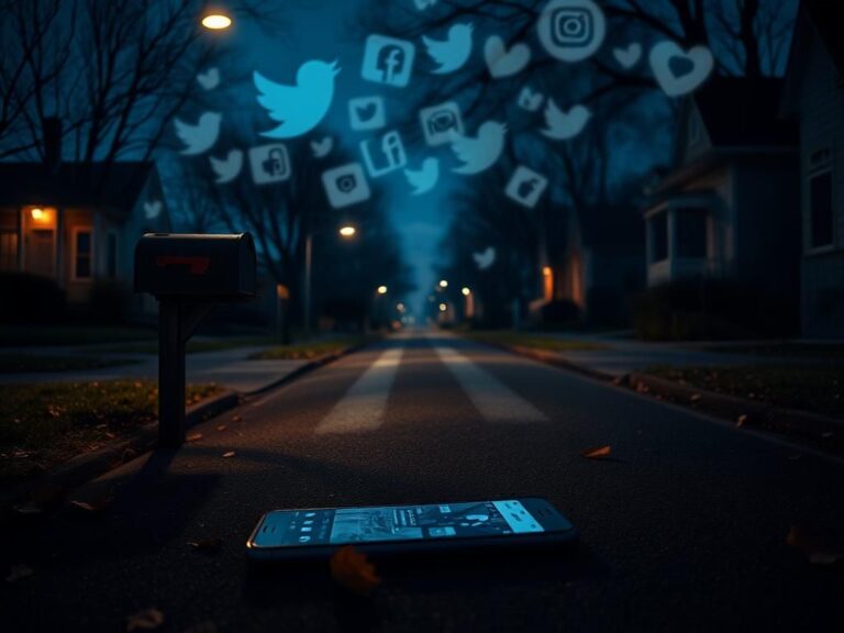 Flick International Ominous empty street scene at dusk with house mailbox labeled ICE