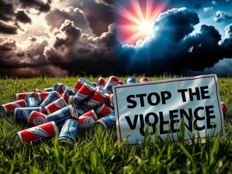 Flick International A pile of discarded Bud Light cans scattered across a grassy ground, symbolizing political tension and discourse.