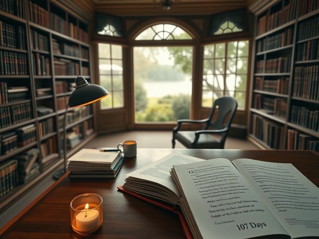 Flick International Elegant library scene with books and a desk indicative of political memoir writing