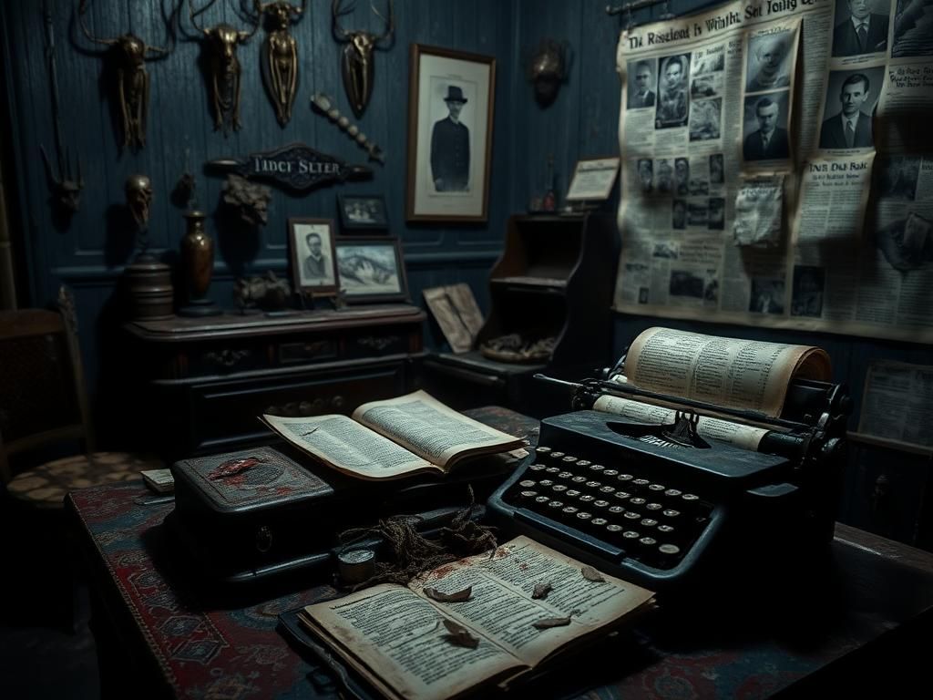 Flick International A dimly lit eerie room filled with unsettling artifacts related to serial killers