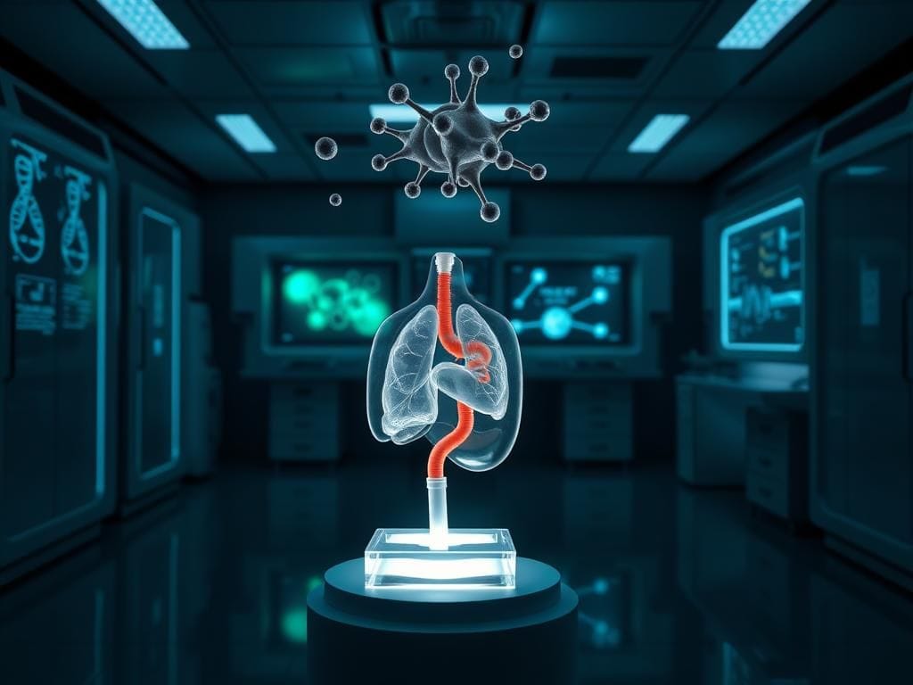 Flick International Futuristic biotechnology laboratory showcasing organ transplant model