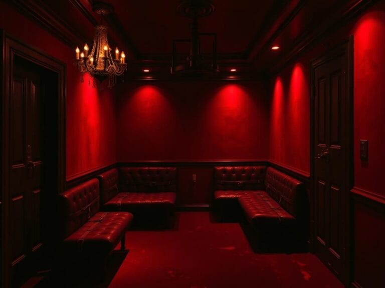 Flick International Dark, luxurious Manhattan penthouse interior with ominous soundproofed room resembling a dungeon