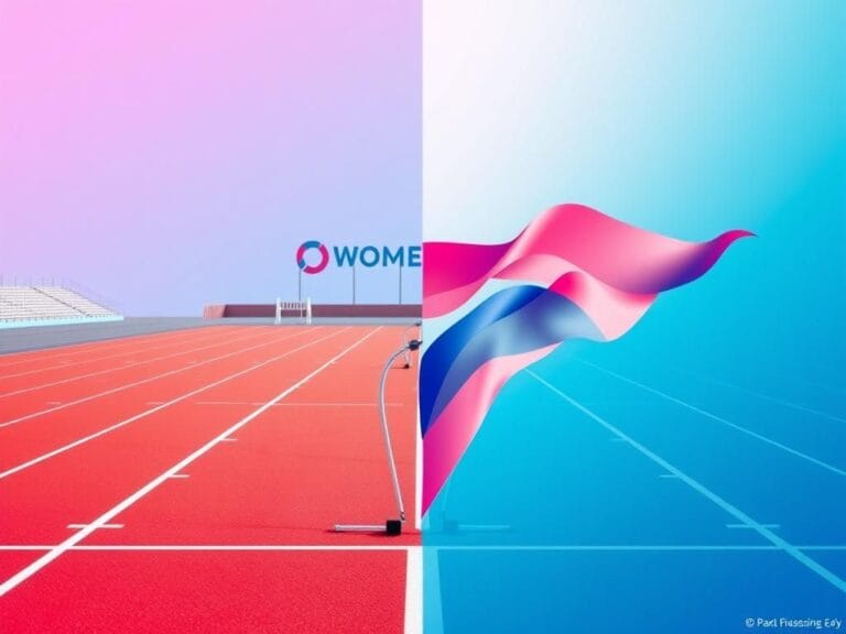 Flick International Split sports field illustrating women's athletics and the debate on trans athletes in sports
