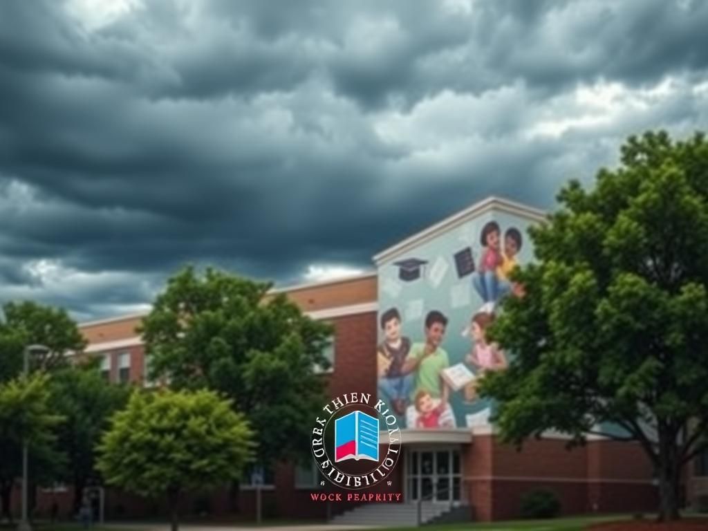 Flick International Vibrant mural on a school building promoting education and community support