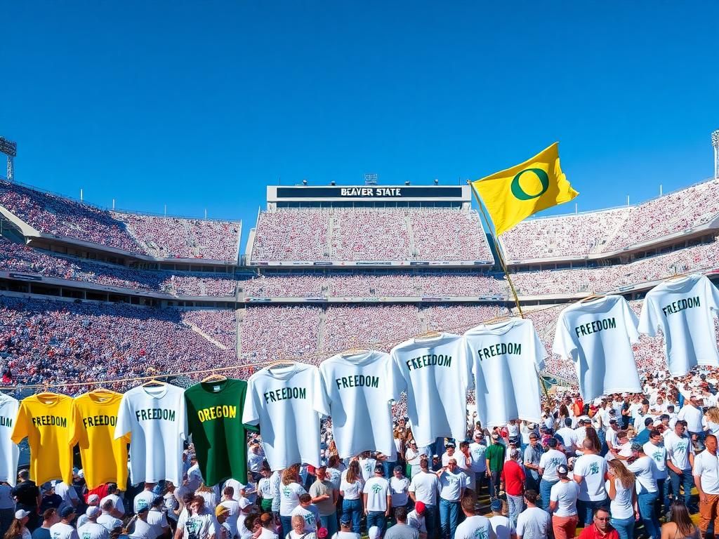 Flick International Packed college football stadium with Charlie Kirk memorial shirts displayed prominently
