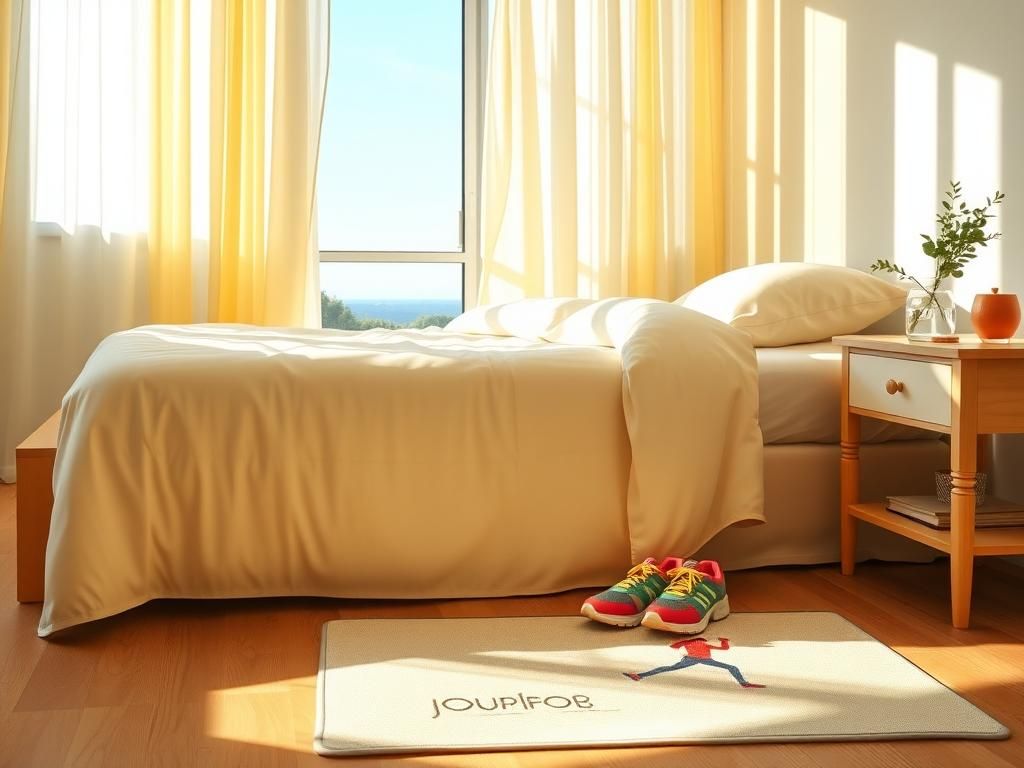 Flick International A sunlit bedroom scene with colorful sneakers ready for a morning workout