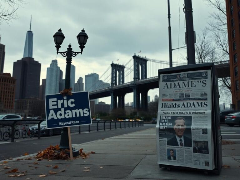 Flick International Empty New York City street with a campaign sign for Eric Adams