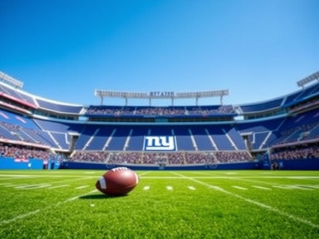Flick International A vibrant football scene at MetLife Stadium showcasing the New York Giants colors