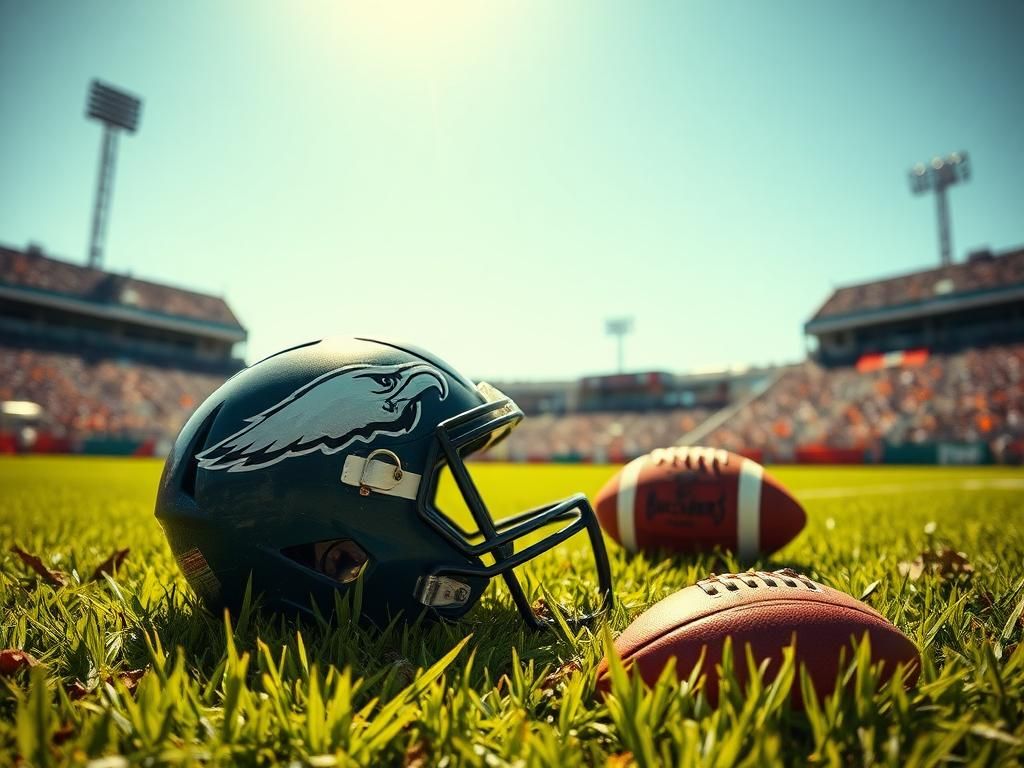 Flick International Scuffed football helmet abandoned on the ground during heated Eagles vs. Buccaneers matchup