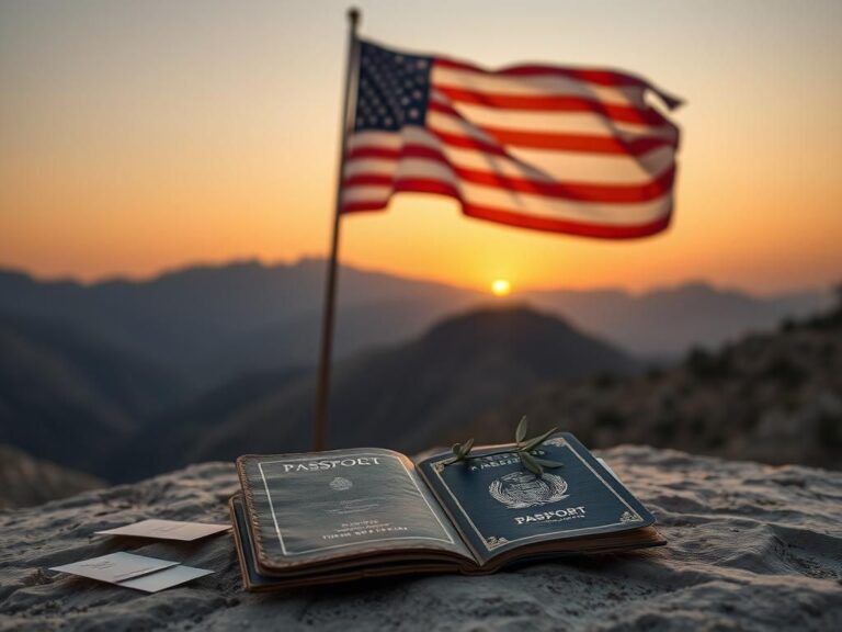 Flick International Silhouette of an American flag waving in the wind against a sunset backdrop in Afghanistan.