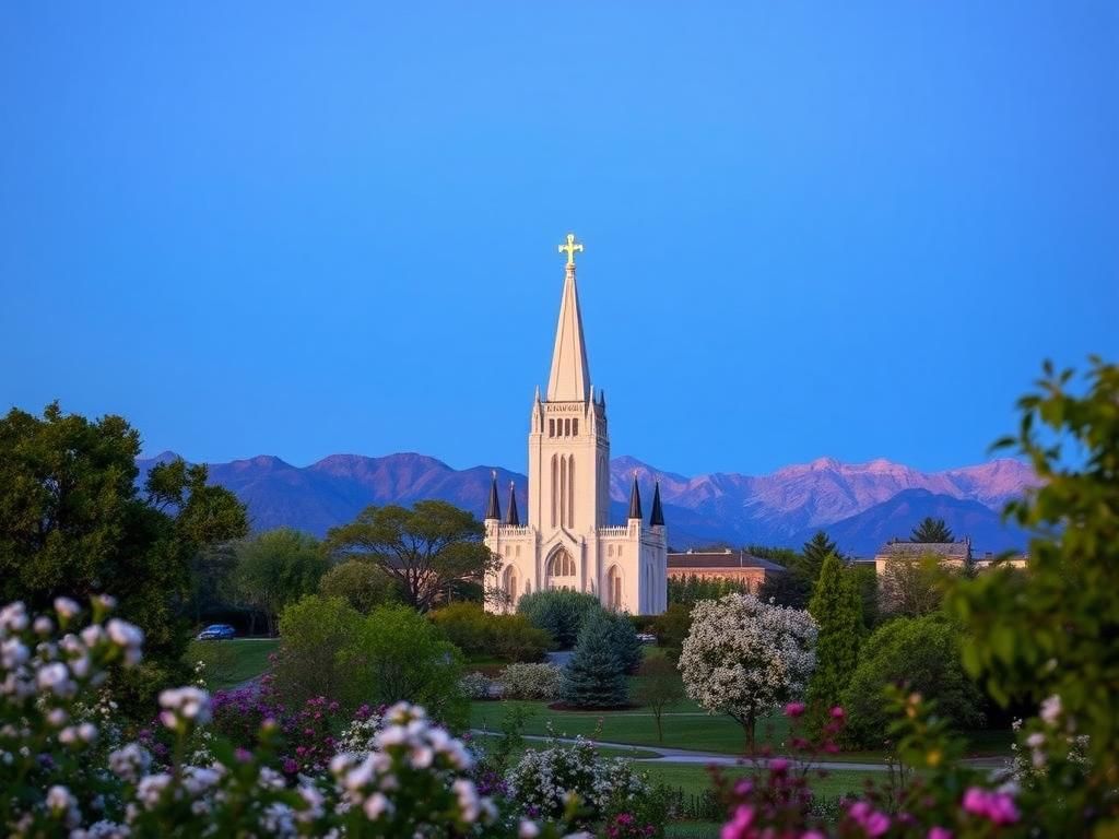 Flick International Serene landscape of Salt Lake City with LDS temple at dusk