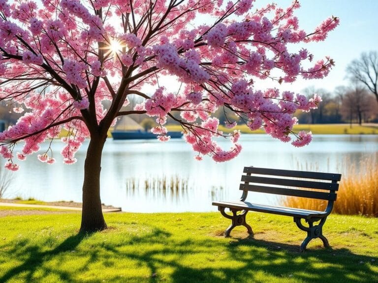 Flick International A solitary blossoming cherry tree in a tranquil park during early spring, symbolizing growth and transformation.