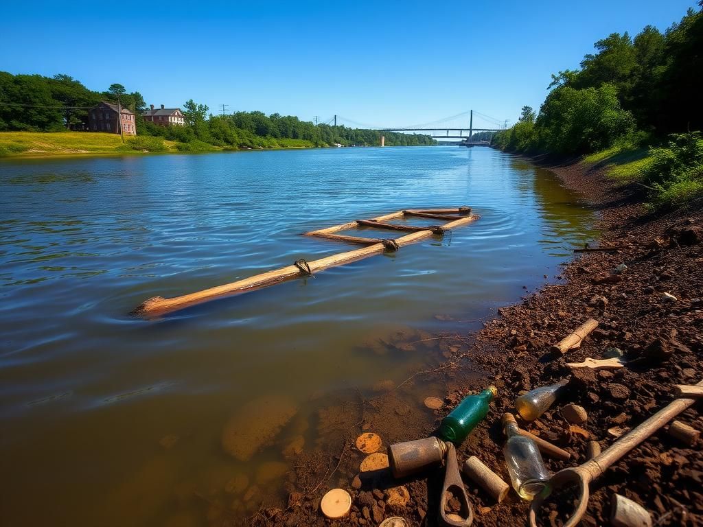 Flick International Murky waters of Cape Fear River revealing remnants of La Fortuna shipwreck