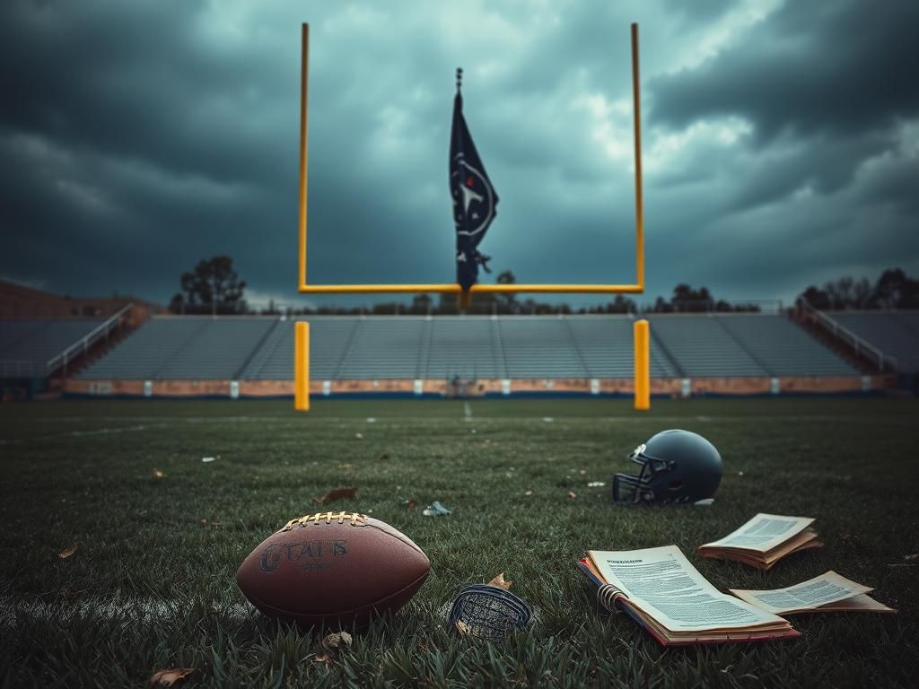 Flick International Desolate football field showing remnants of the Tennessee Titans' game against the Texans
