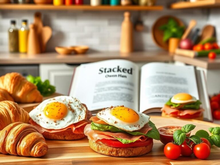 Flick International A vibrant kitchen scene with creative sandwich ingredients including croissants, roasted turkey, and a fried egg