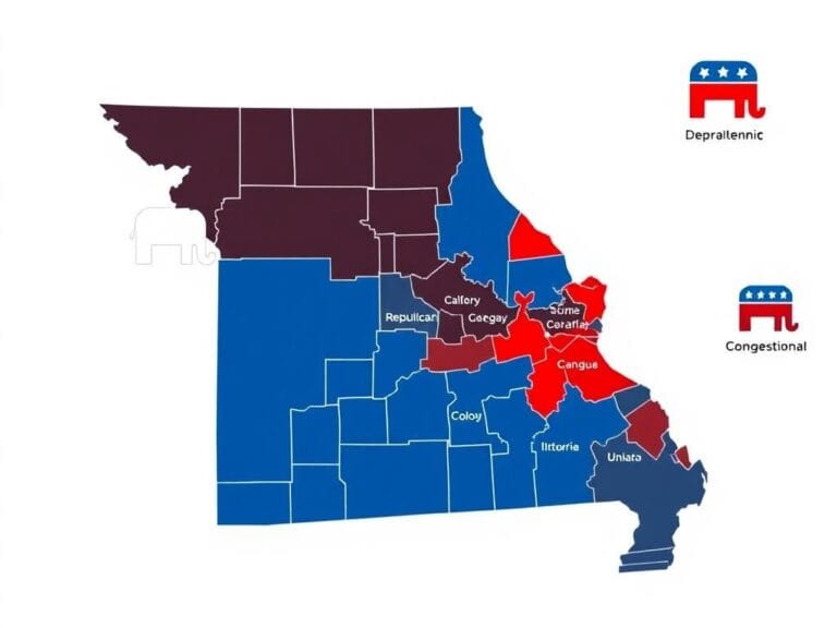 Flick International Political map of Missouri illustrating newly drawn congressional districts amid redistricting efforts