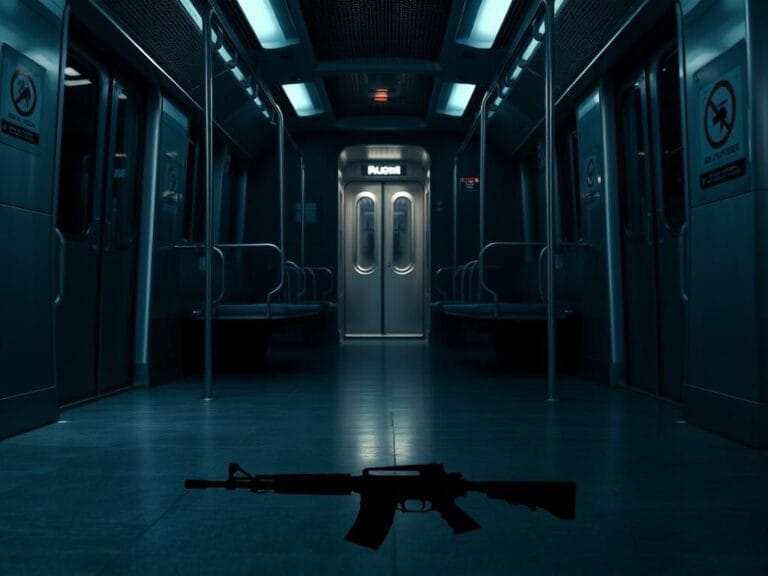 Flick International Empty public transit train car reflecting Illinois gun restriction laws