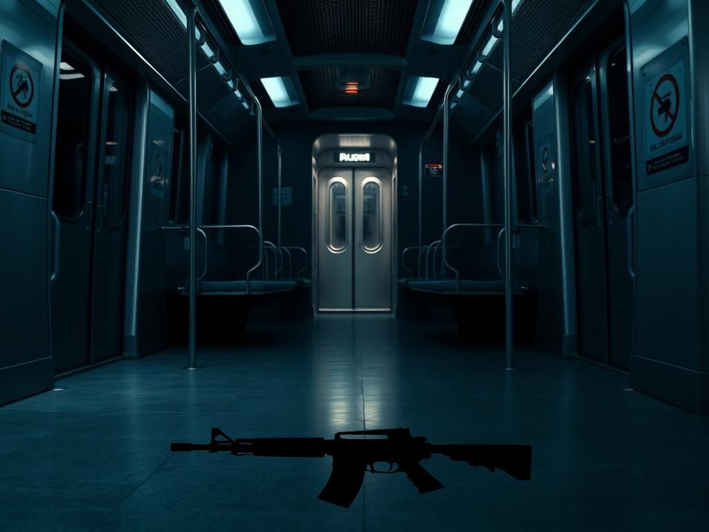 Flick International Empty public transit train car reflecting Illinois gun restriction laws