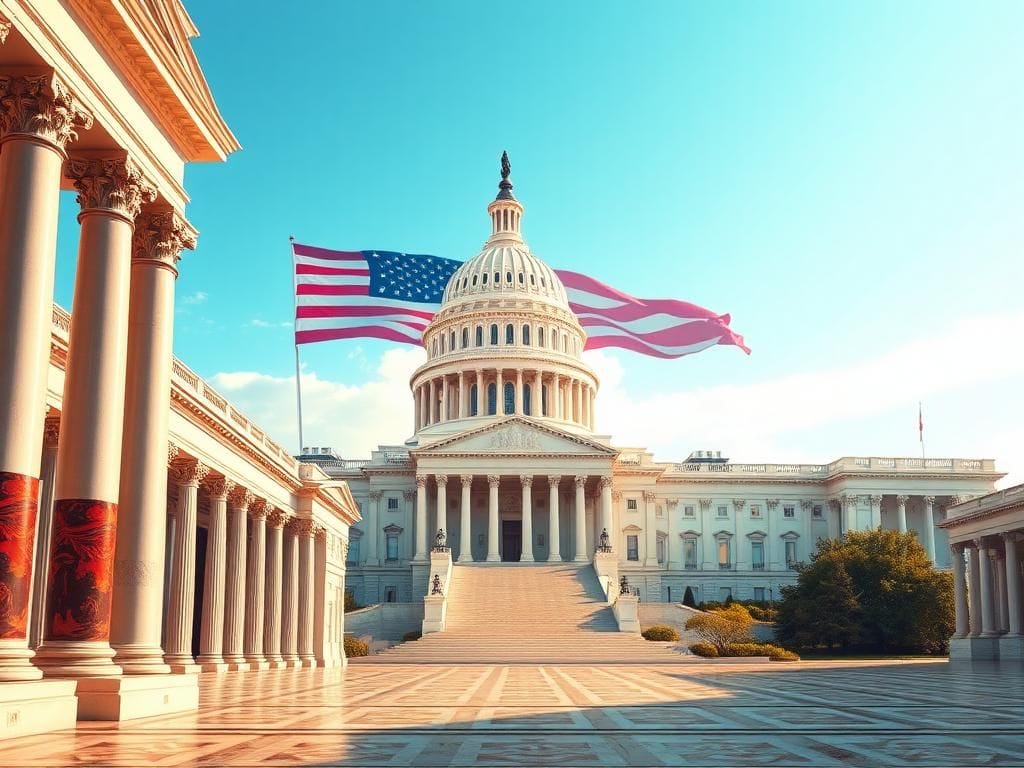 Flick International Stylized depiction of the U.S. Capitol building showcasing political significance