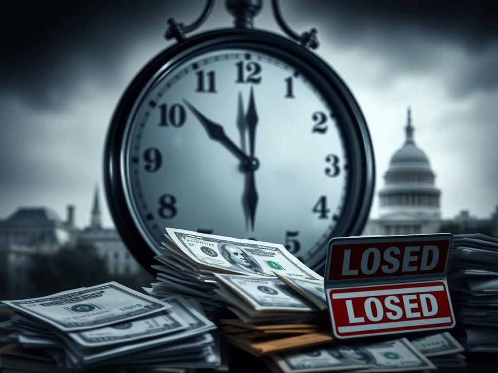 Flick International Close-up of an ominous clock nearing midnight, reflecting urgency for government shutdown negotiations